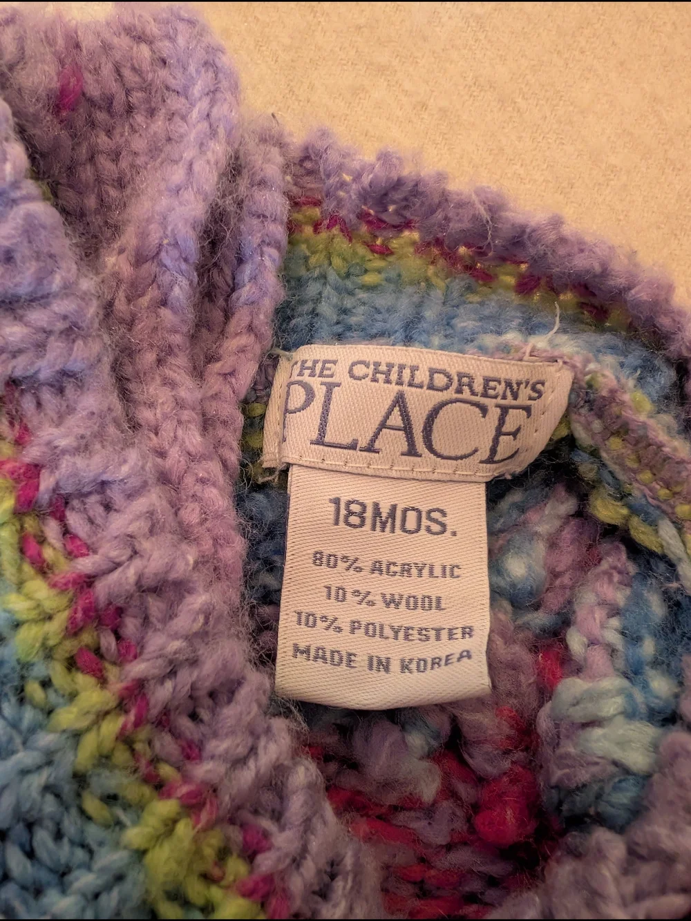 Vintage The Children's Place 18M Multicolor Striped Mockneck Sweater